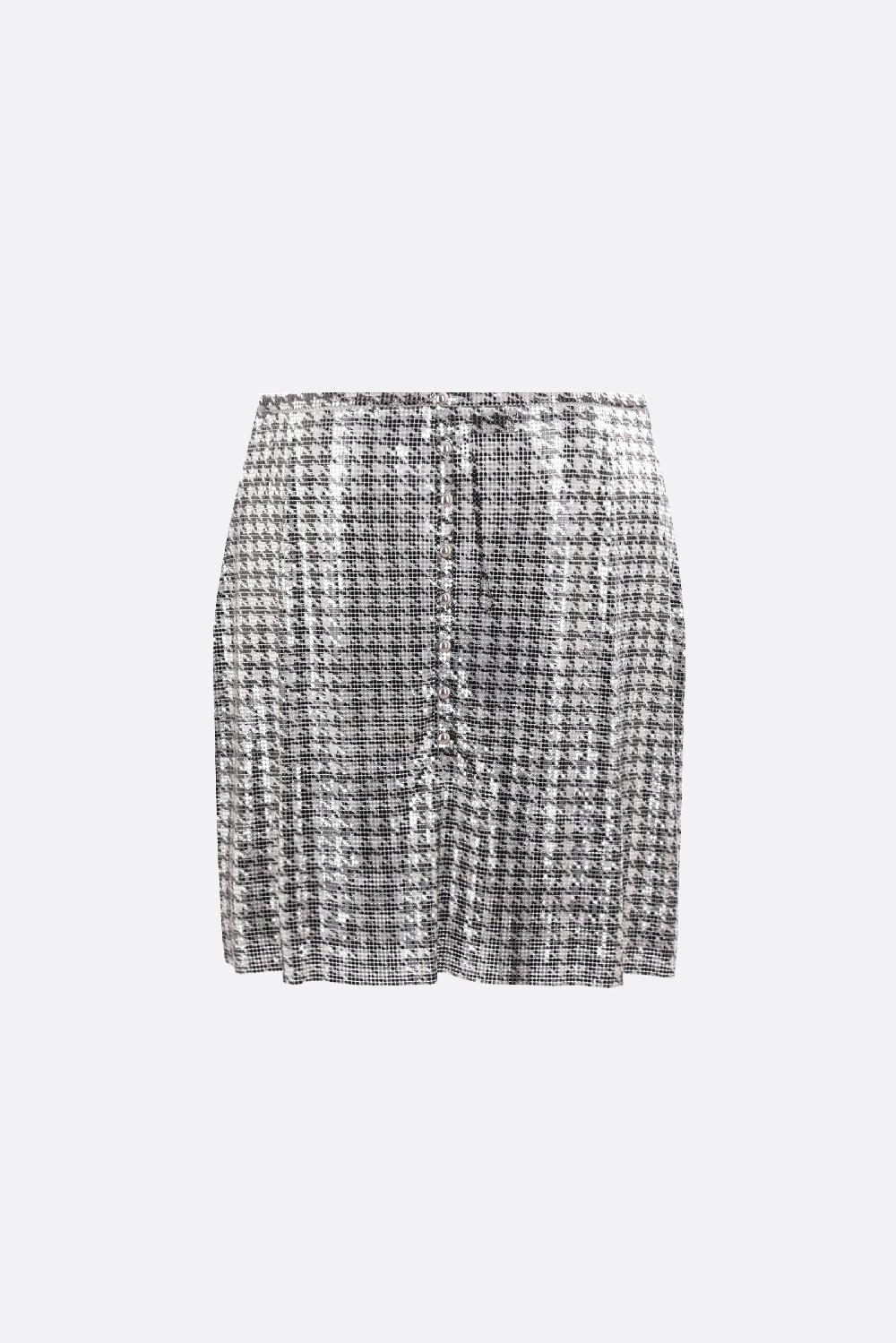 RABANNE Minigonna In Maglia Metallica Stampa Pied-de-poule