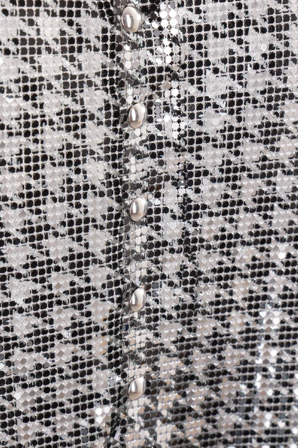 RABANNE Minigonna In Maglia Metallica Stampa Pied-de-poule