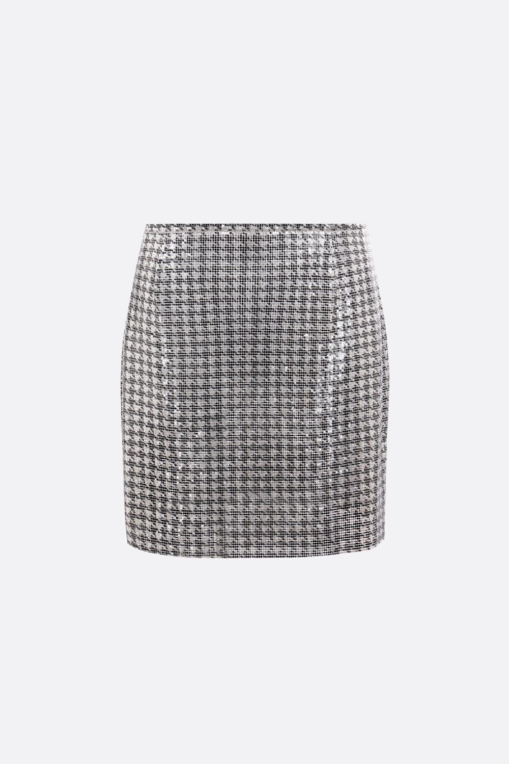 RABANNE minigonna in maglia metallica stampa pied-de-poule