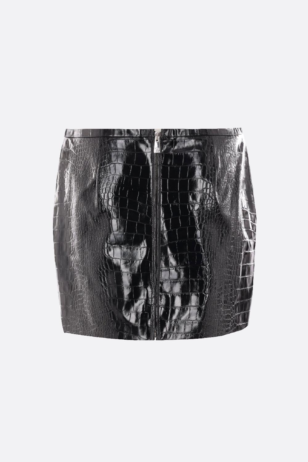 VERSACE Minigonna In Pelle Lucida Effetto Coccodrillo
