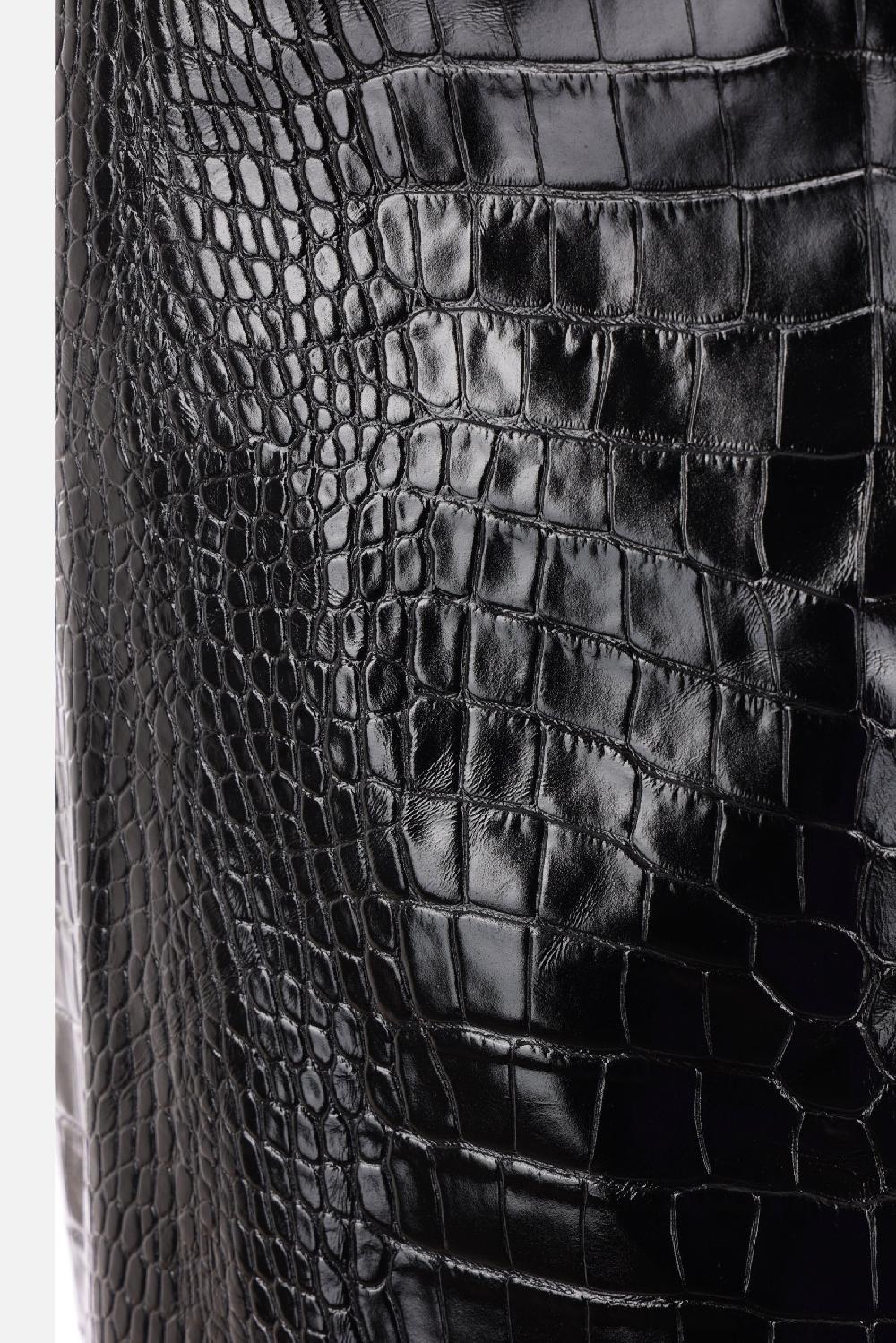 VERSACE Minigonna In Pelle Lucida Effetto Coccodrillo