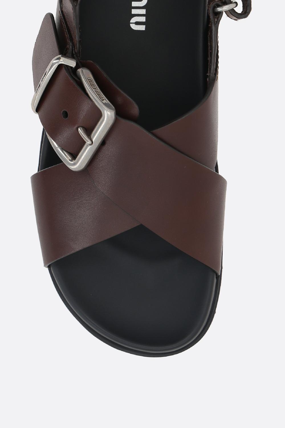 MIU MIU Sandalo Flat In Pelle Liscia