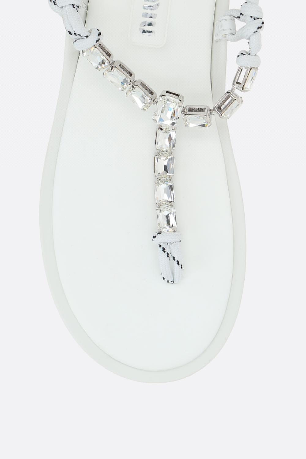 MIU MIU Sandalo Infradito In Corda Con Cristalli