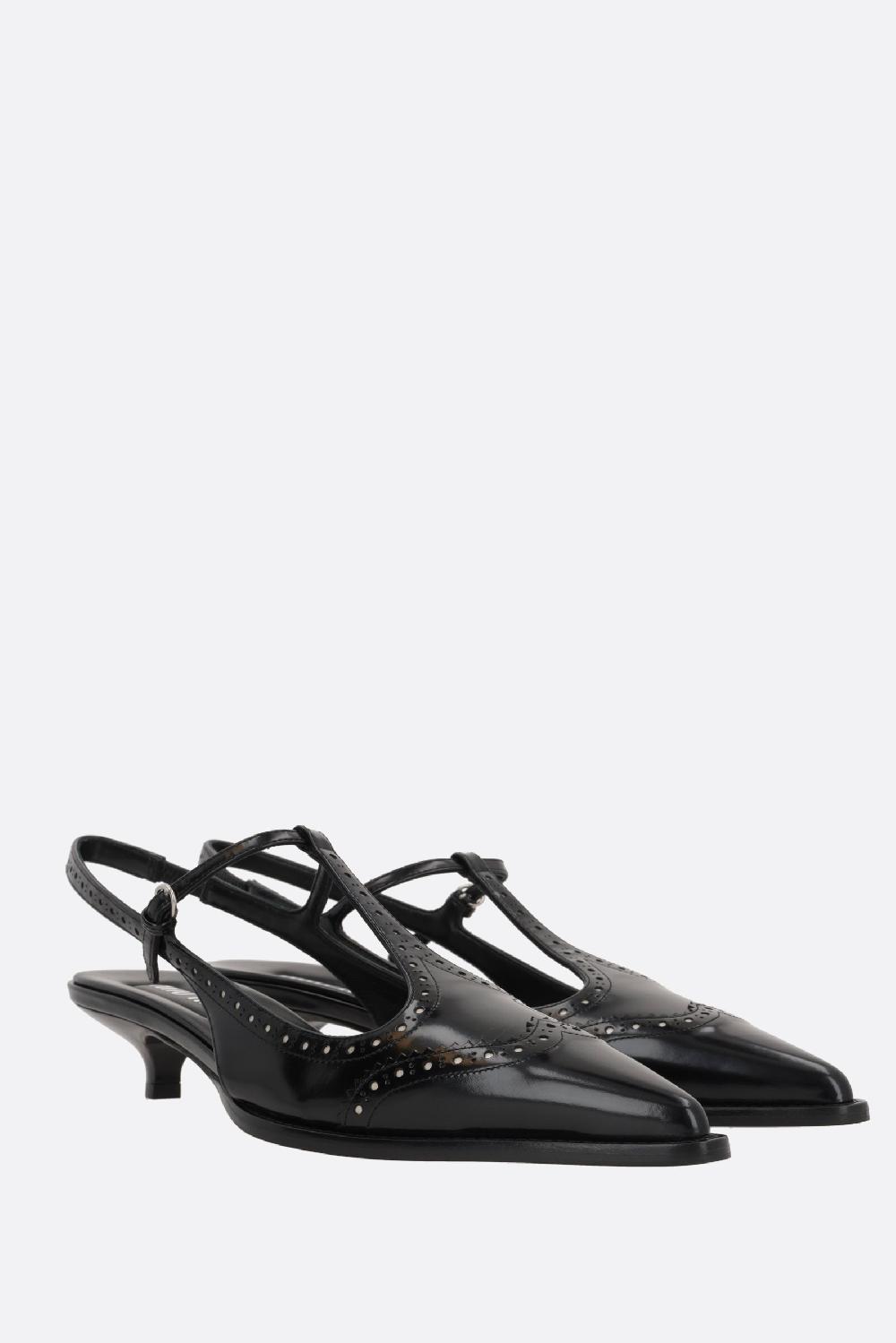 MIU MIU Slingback Brogue In Pelle Spazzolata