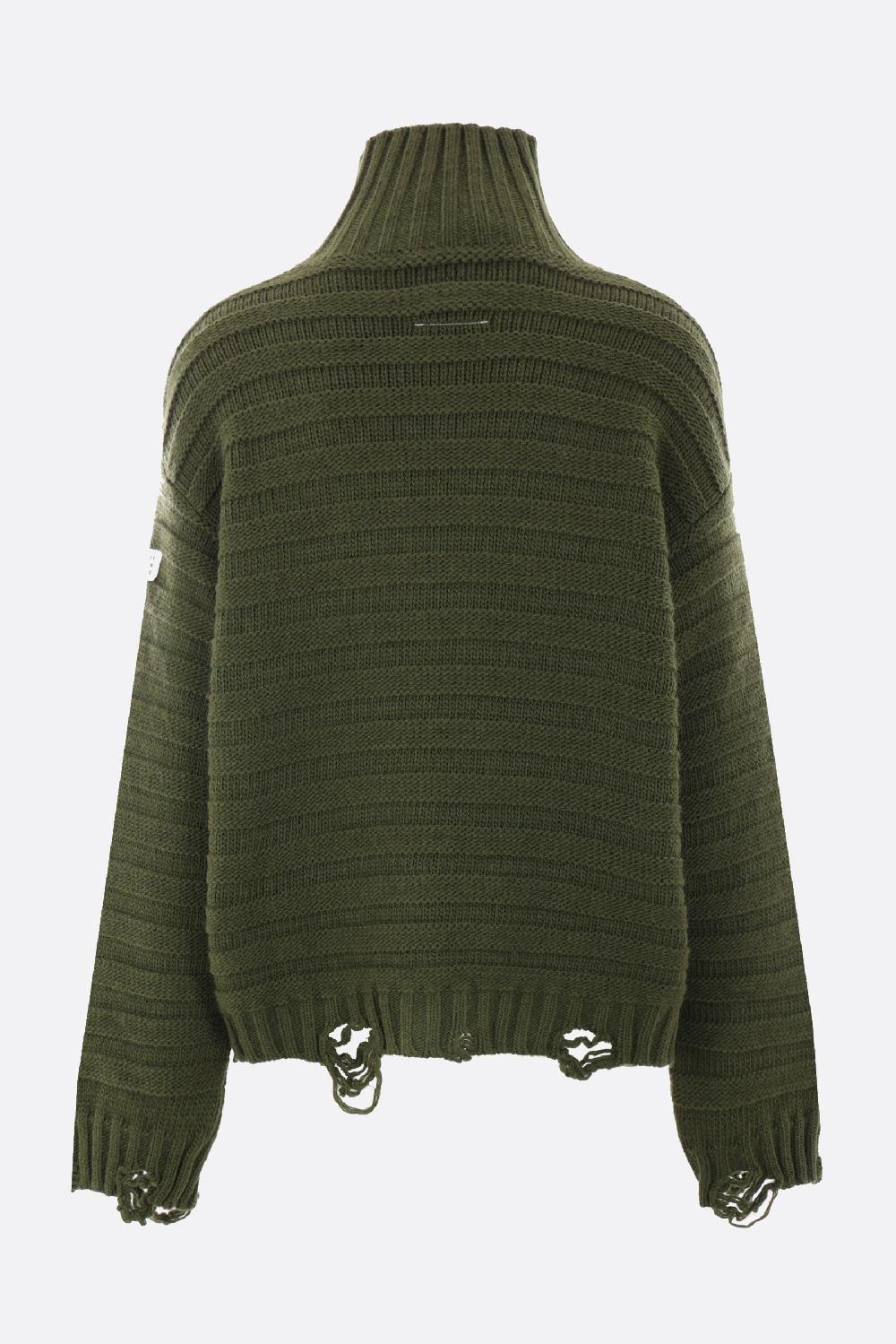 MM6 Pullover In Misto Lana Distressed