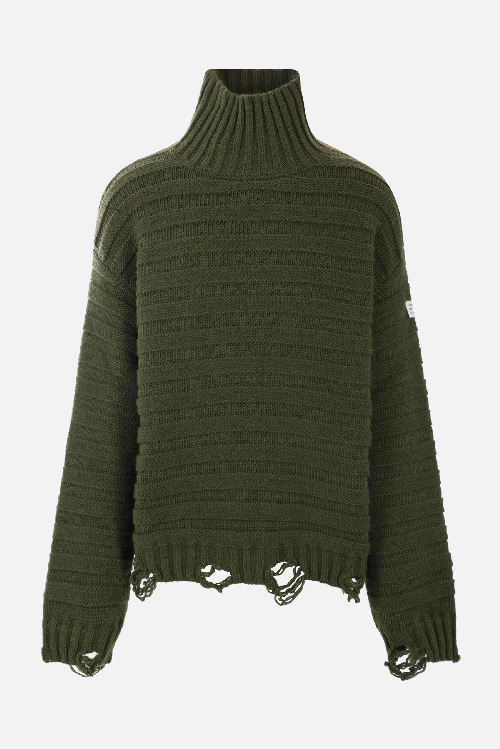 MM6 Pullover In Misto Lana Distressed