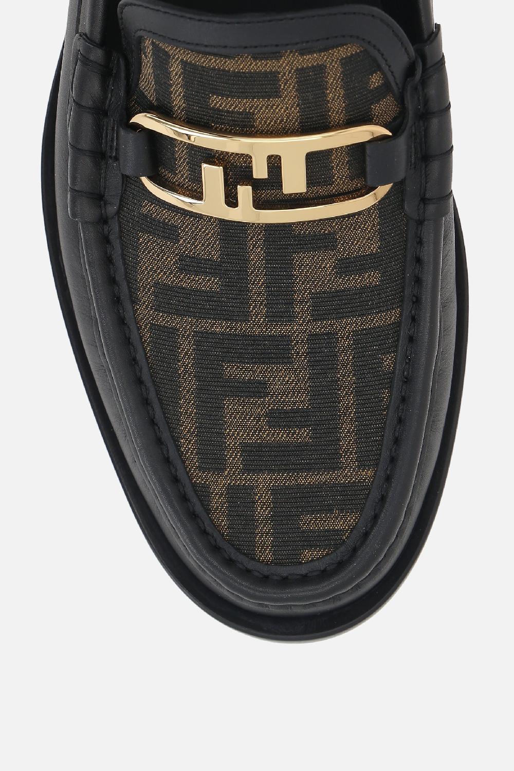 FENDI Mocassino Fendi O'Lock In Pelle Liscia E Tessuto FF