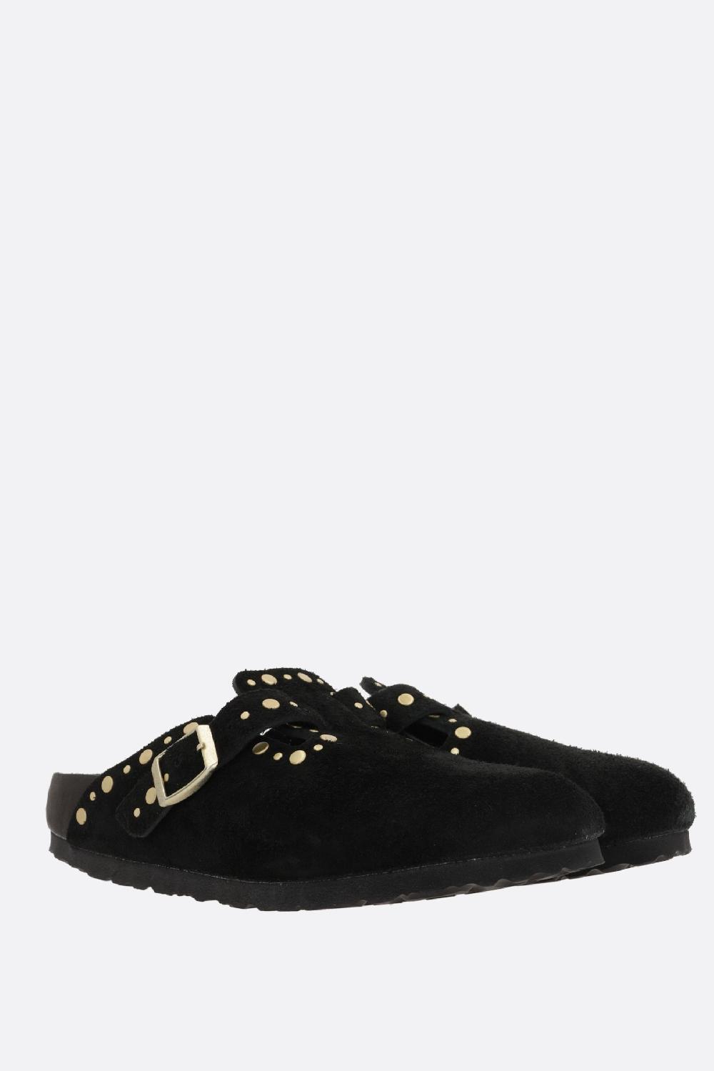 BIRKENSTOCK Mule Flat Boston Rivet Border In Suede (Narrow Fit)