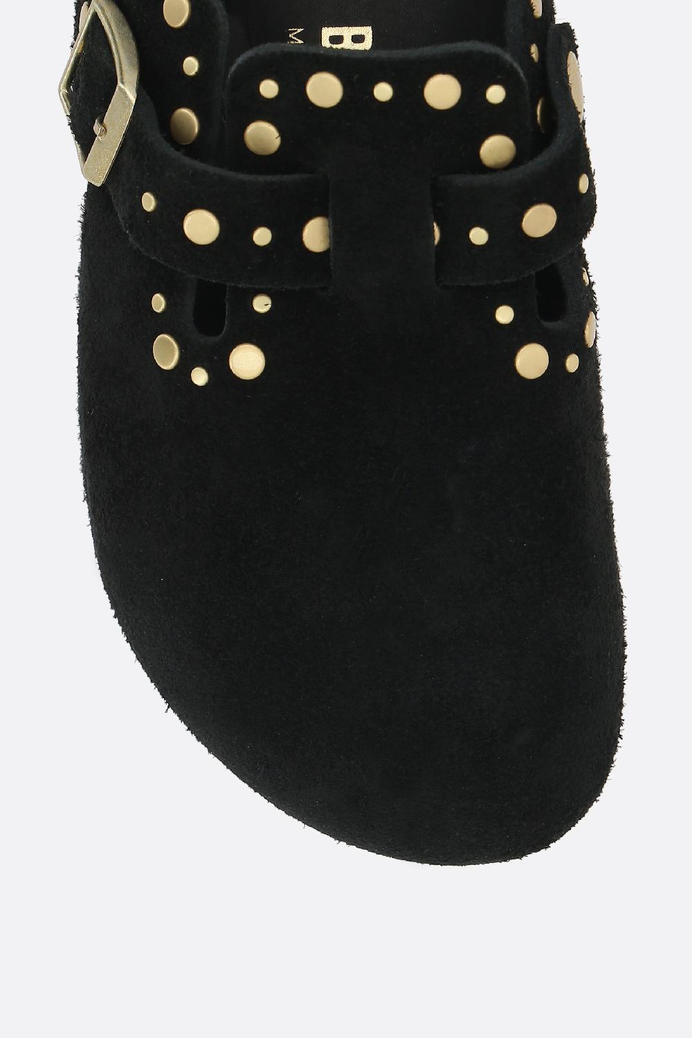 BIRKENSTOCK Mule Flat Boston Rivet Border In Suede (Narrow Fit)