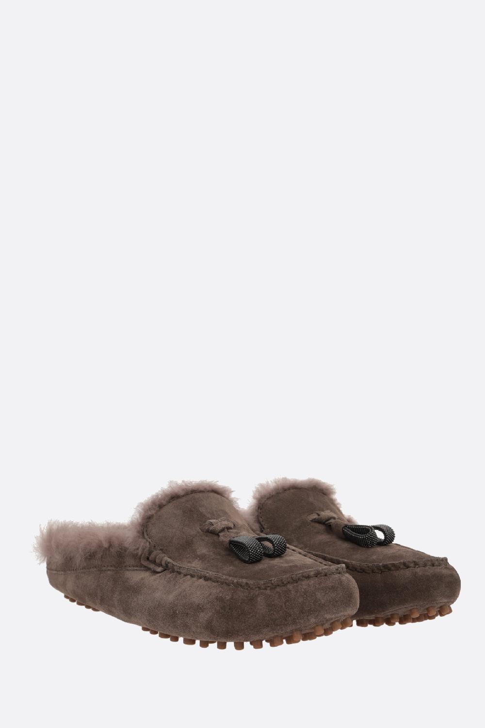 BRUNELLO CUCINELLI Mule Flat In Suede Con Shiny Tassels