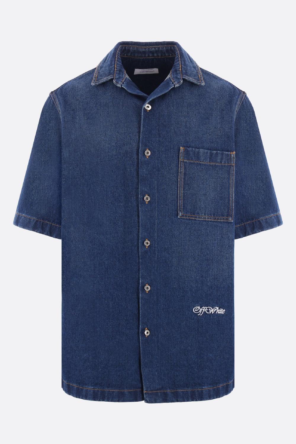 OFF WHITE camicia bowling Script in denim