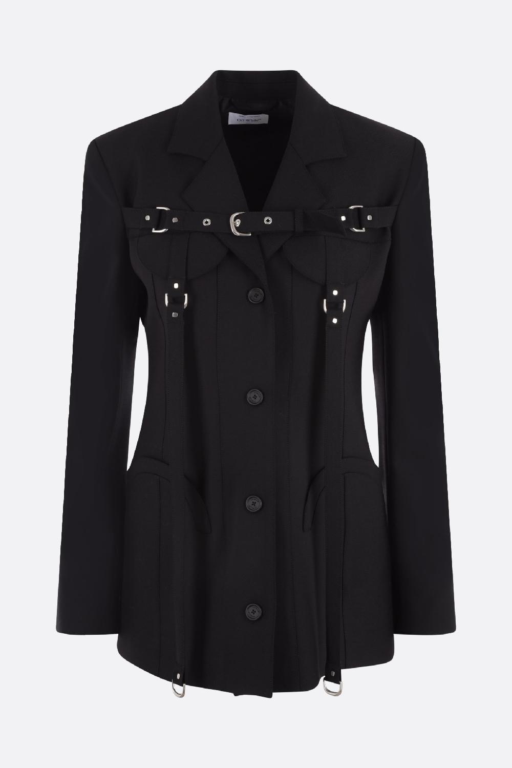 OFF WHITE giacca cargo monopetto in misto lana