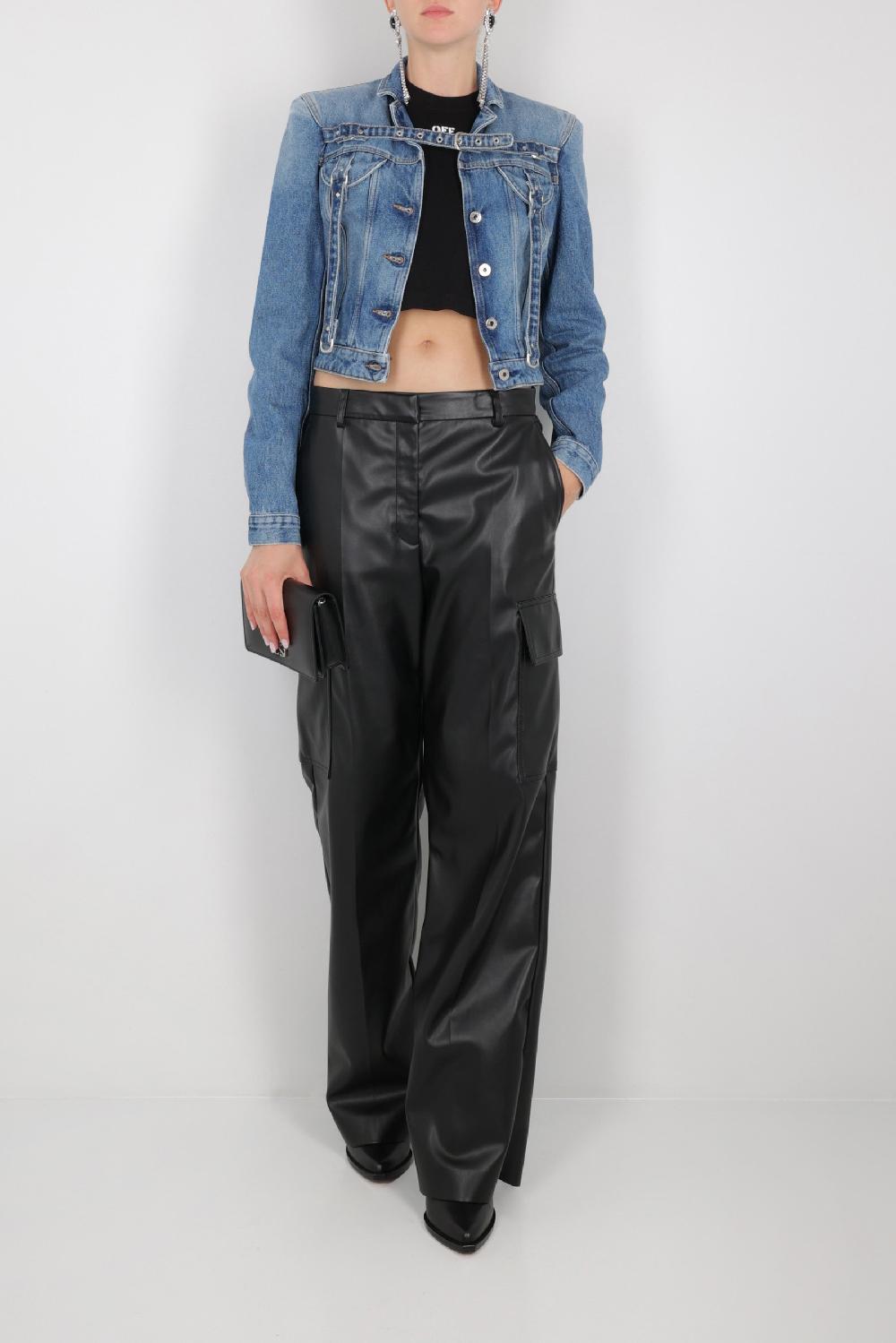 OFF WHITE Giubbotto Cargo Cropped In Denim