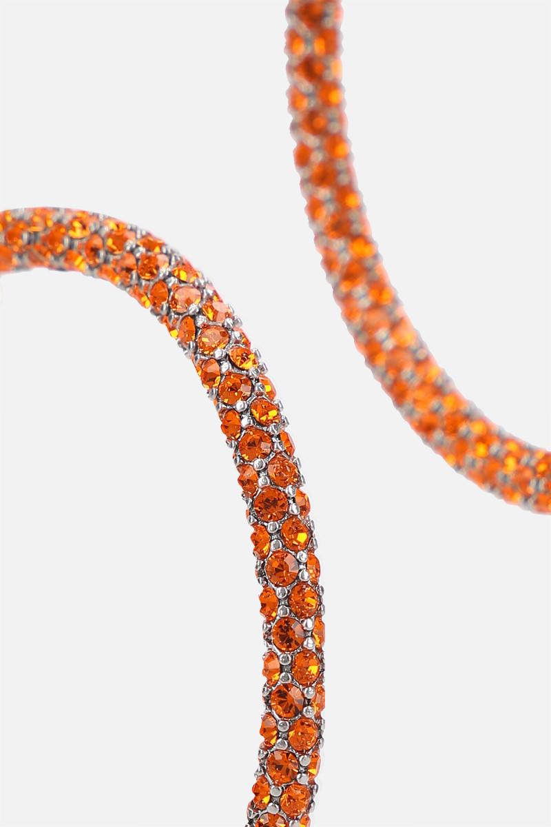 AMINA MUADDI Orecchini A Cerchio Cameron Large In Metallo Con Cristalli