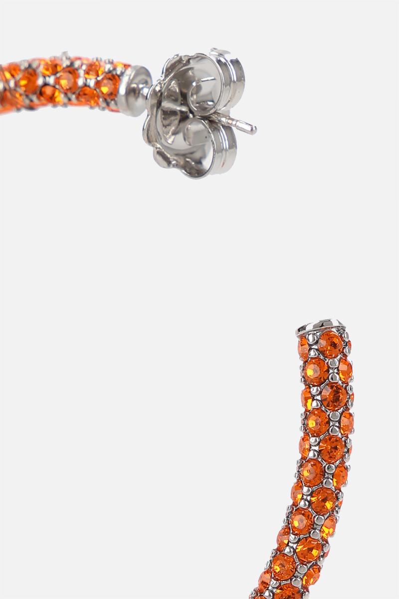 AMINA MUADDI Orecchini A Cerchio Cameron Large In Metallo Con Cristalli