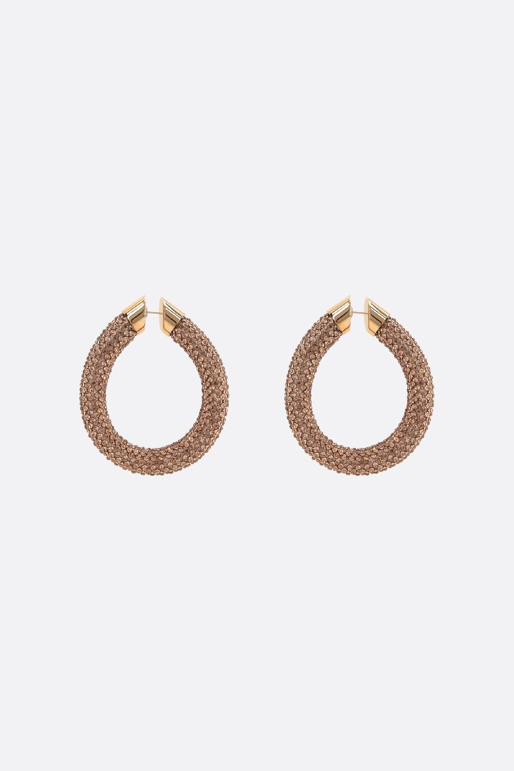 RABANNE Orecchini Tubolari Pixel In Maglia Metallica Con Cristalli