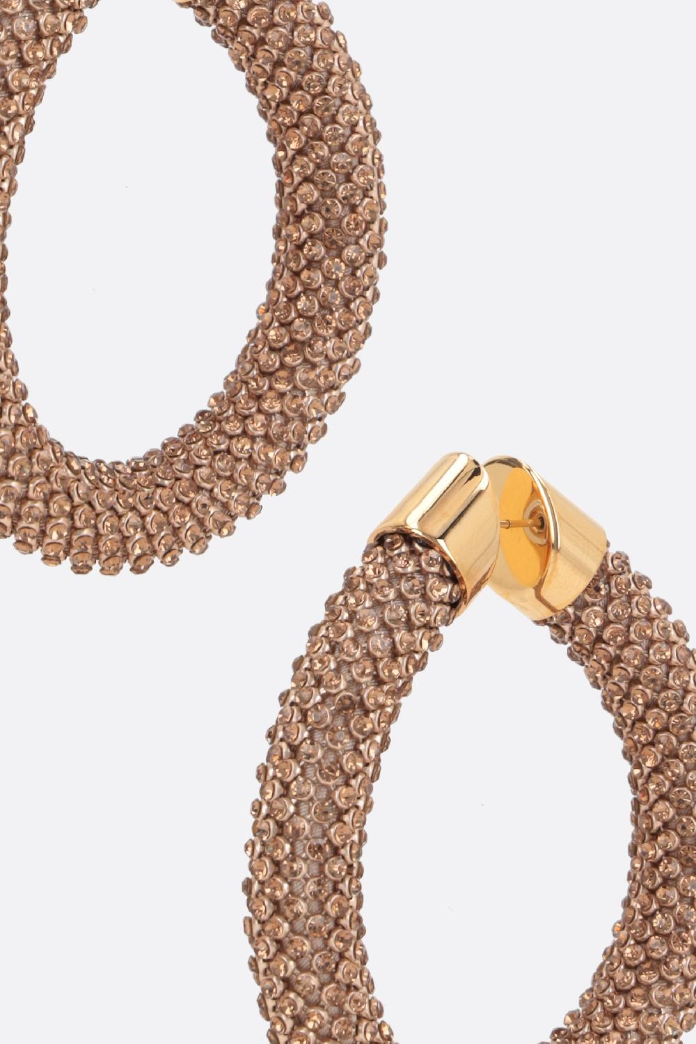 RABANNE Orecchini Tubolari Pixel In Maglia Metallica Con Cristalli