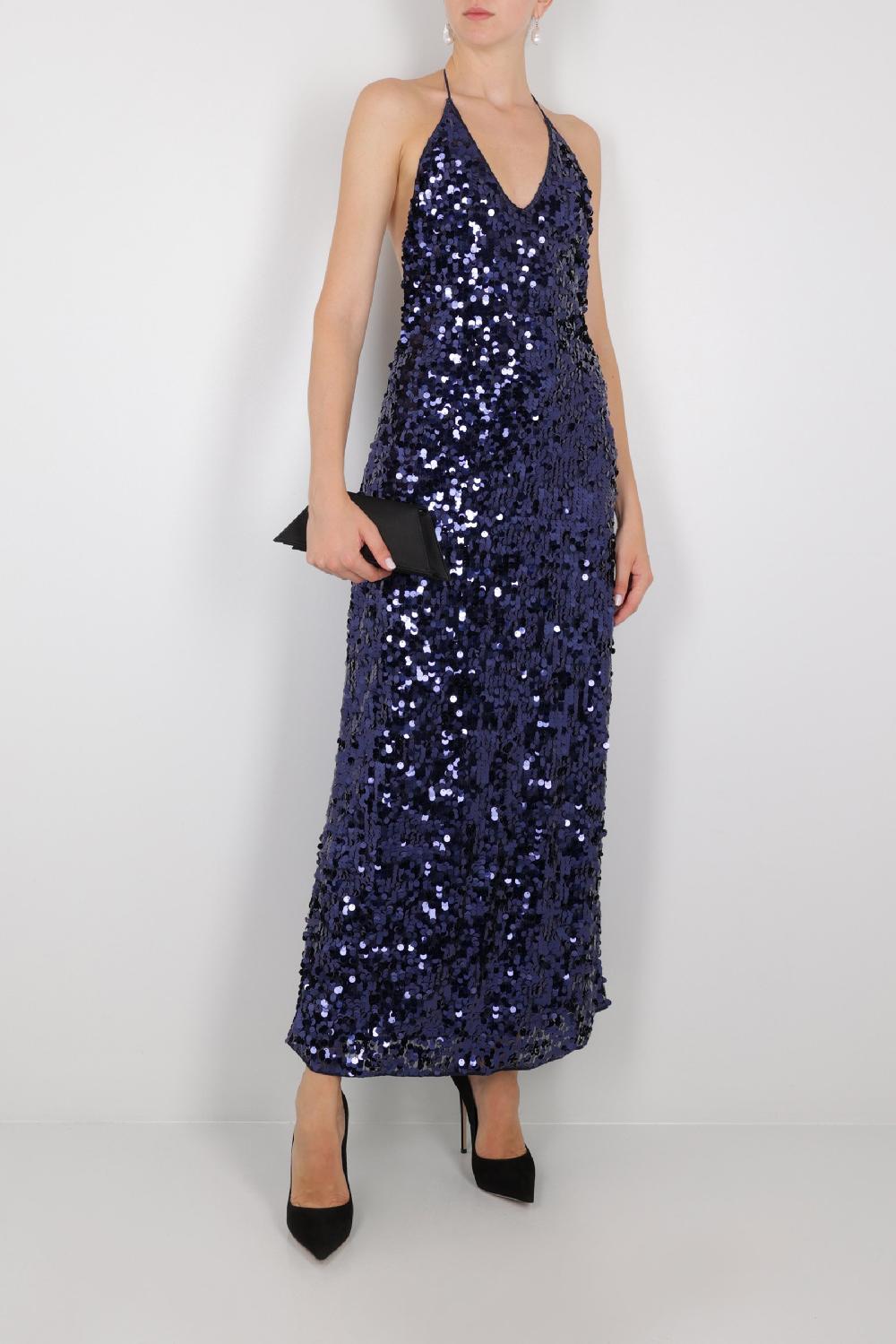 OSEREE Abito Smanicato In Rete Con Paillettes