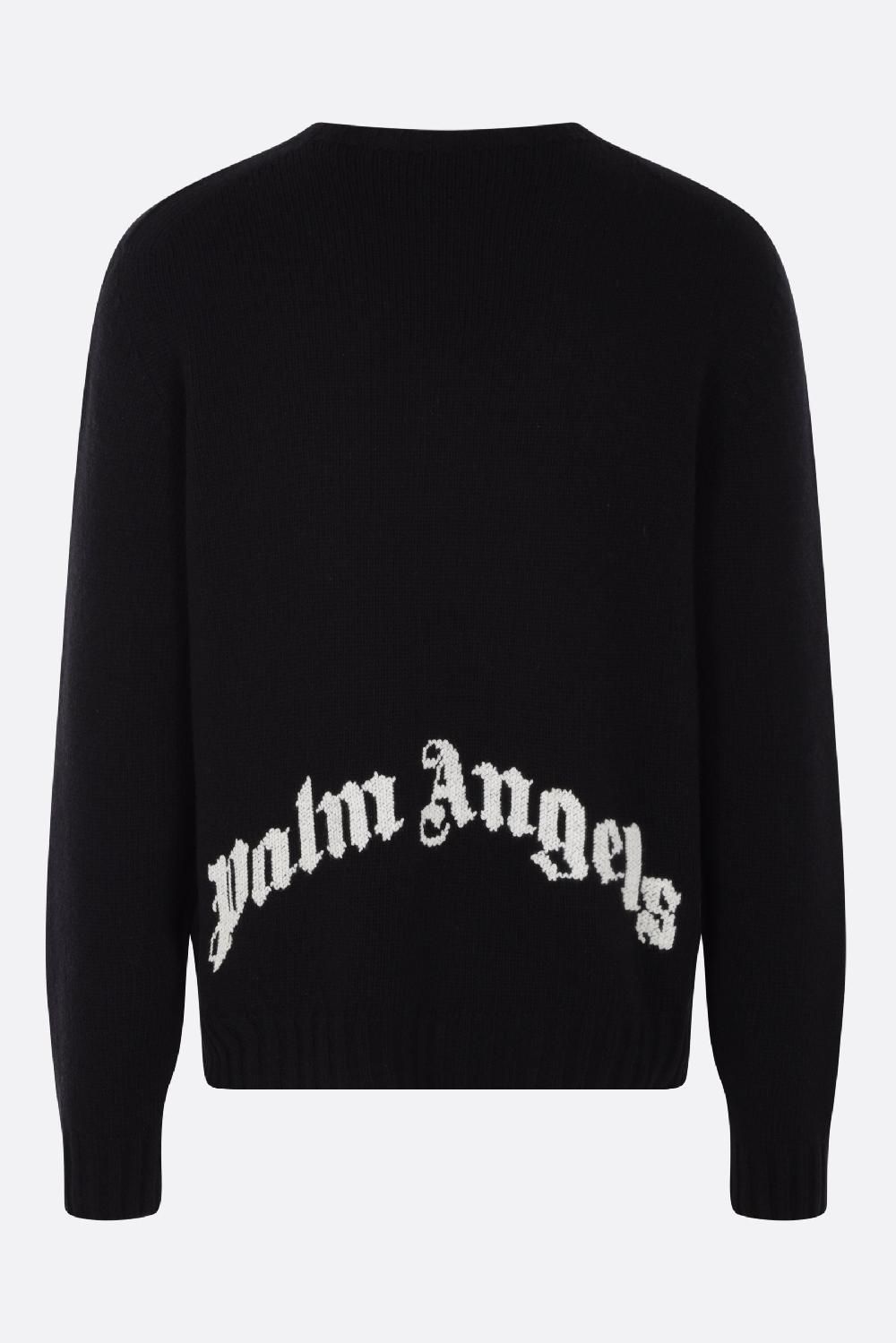 PALM ANGELS Pullover In Misto Lana Intarsio Logo