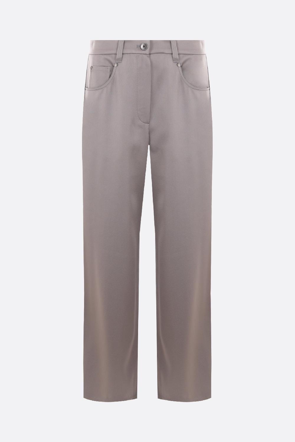 BRUNELLO CUCINELLI pantalone a gamba dritta in raso cady con Shiny Bartack