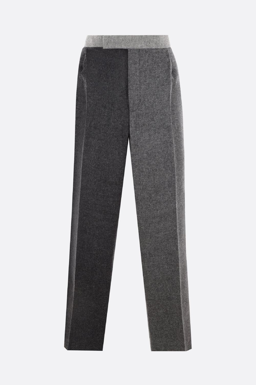 THOM BROWNE pantalone a gamba larga in lana shetland