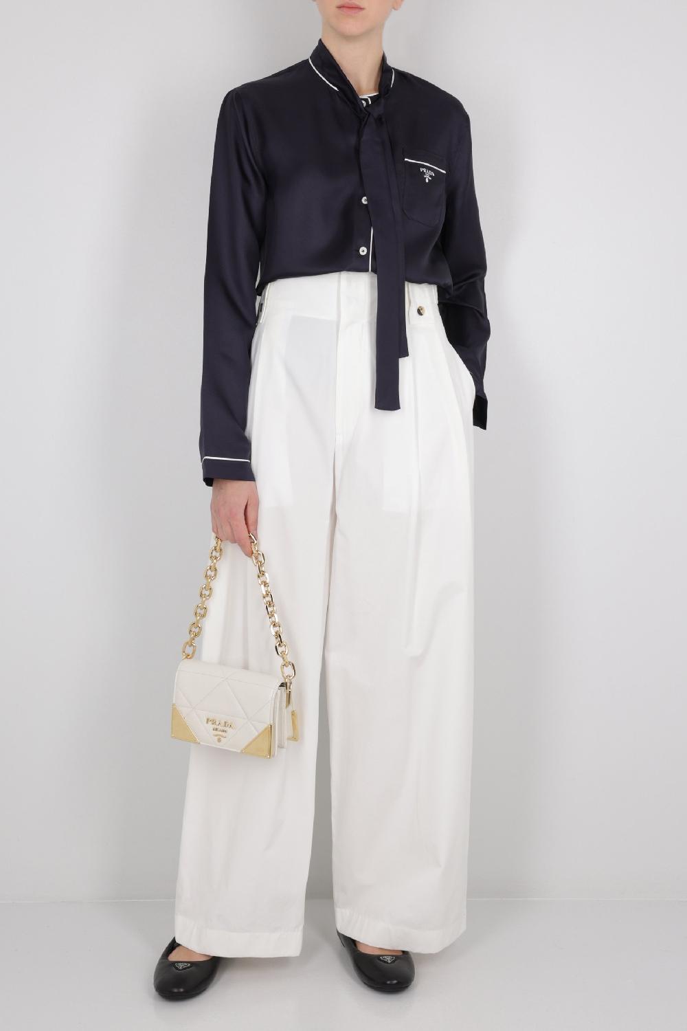 BOTTEGA VENETA Pantalone A Gamba Larga In Misto Cotone Con Mostrine