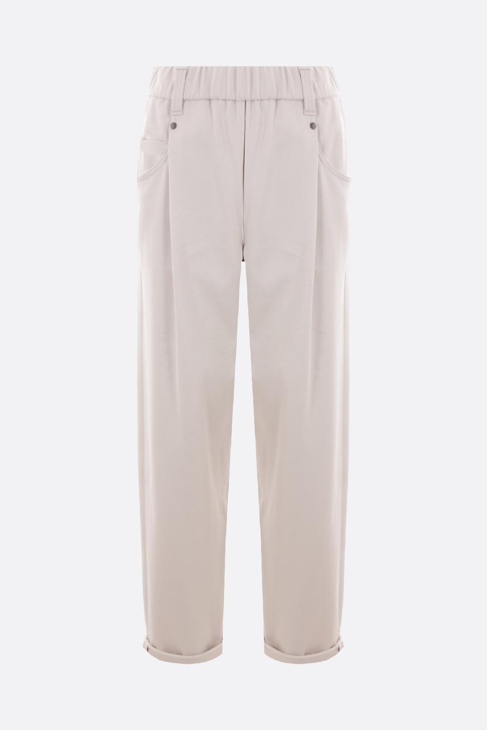 BRUNELLO CUCINELLI pantalone baggy in cover stretch con Shiny Bartack