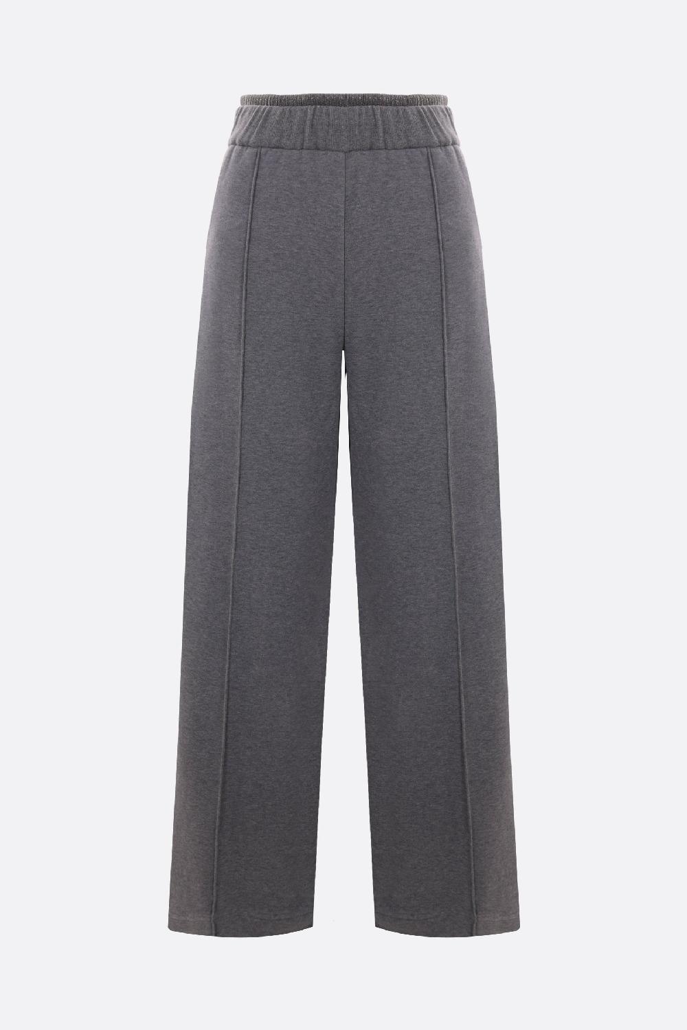 BRUNELLO CUCINELLI pantalone baggy in felpa Smooth con Shiny Ribbed Detail