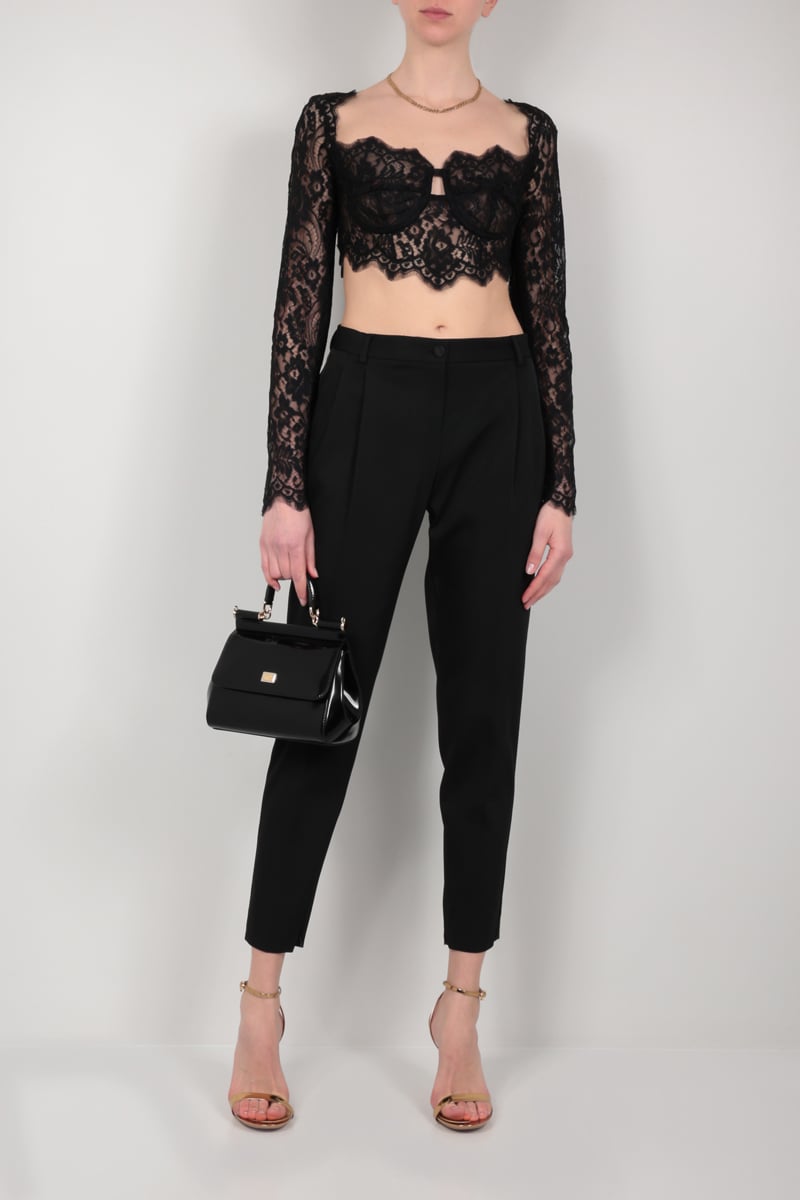 DOLCE & GABBANA Pantalone Con Pinces In Tessuto Stretch