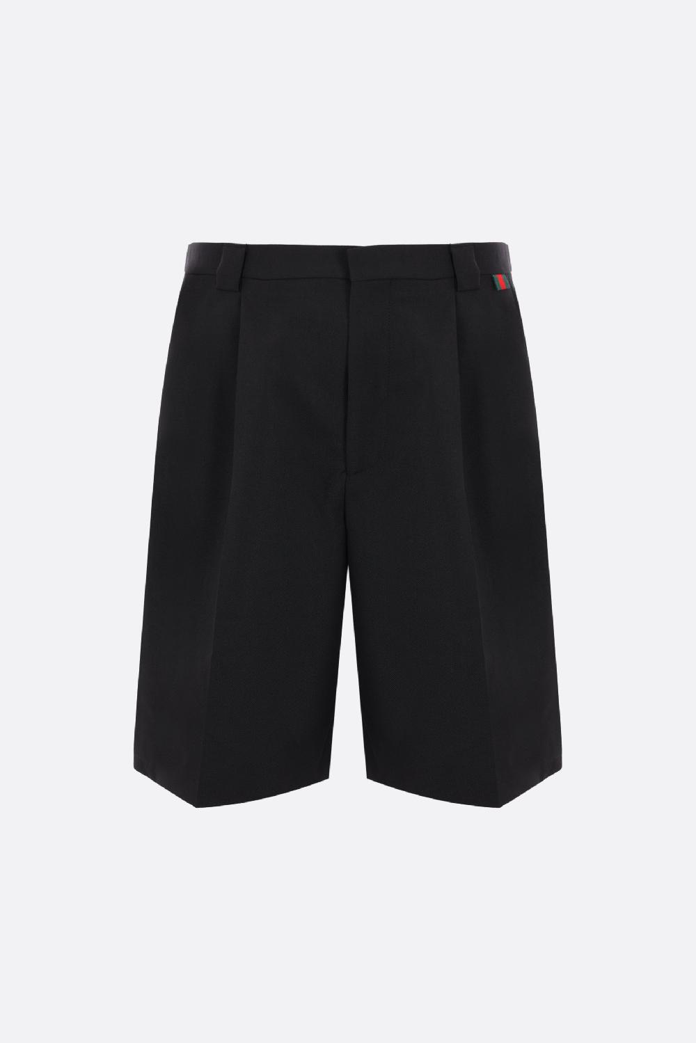 GUCCI pantalone corto in misto lana con dettaglio Web