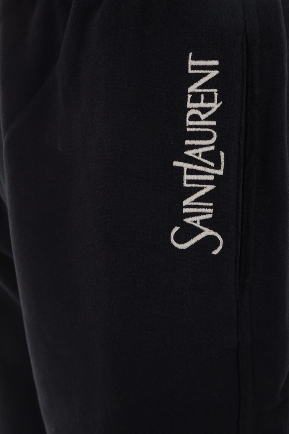 SAINT LAURENT Pantalone Corto Jogging Oversize In Pile Ricamo Logo