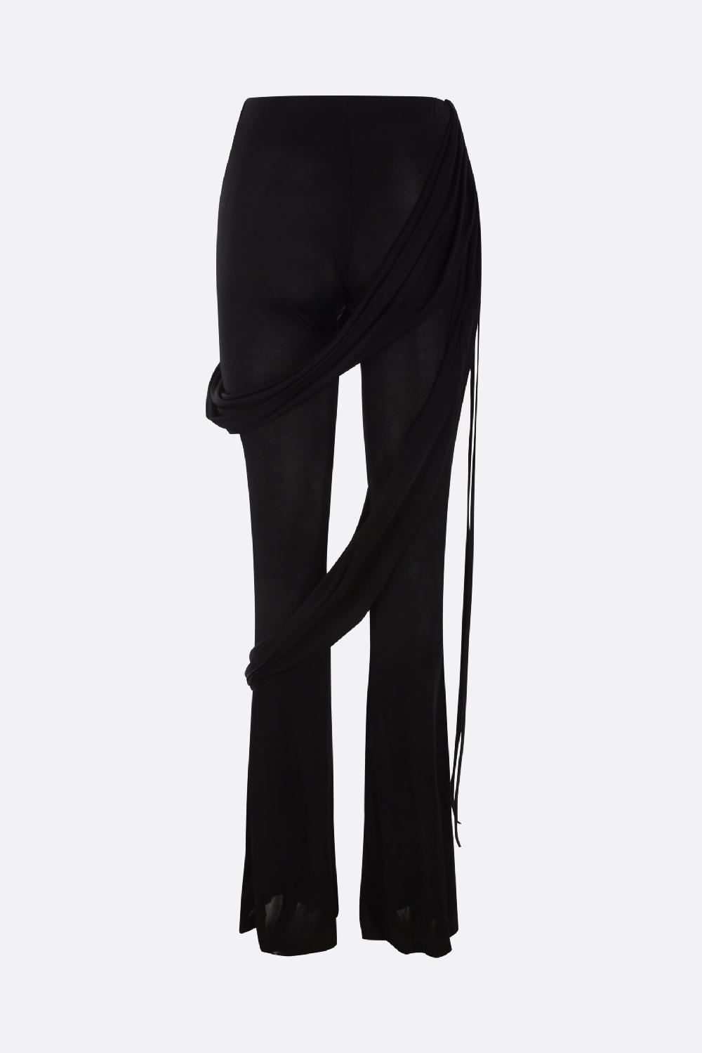 ANDREADAMO Pantalone Flare In Viscosa Con Doppie Fasce Drappeggiate