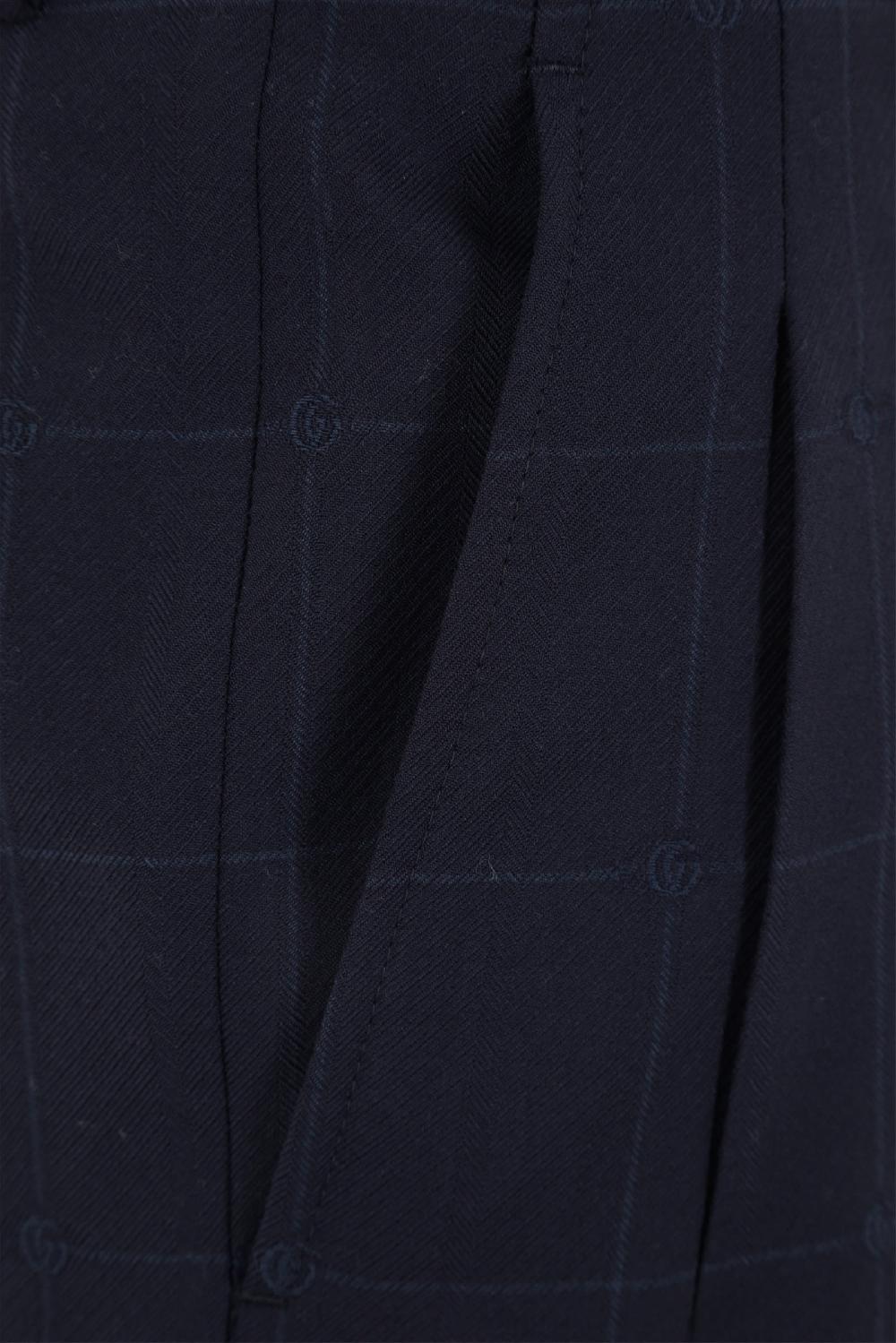 GUCCI Pantalone In Lana A Quadri Sovrapposti Doppia G