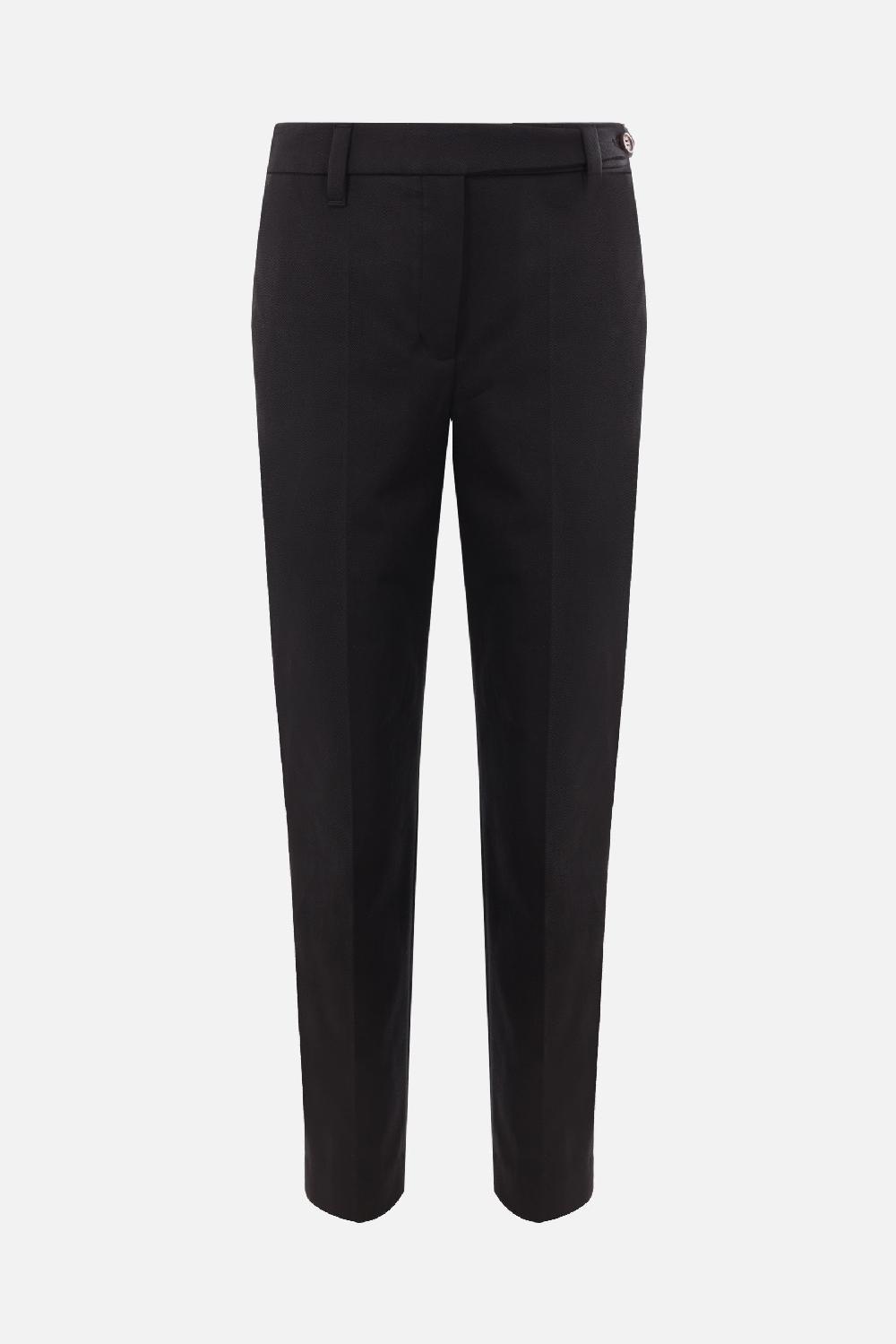 BRUNELLO CUCINELLI pantalone sigaretta in cotone stretch con monili