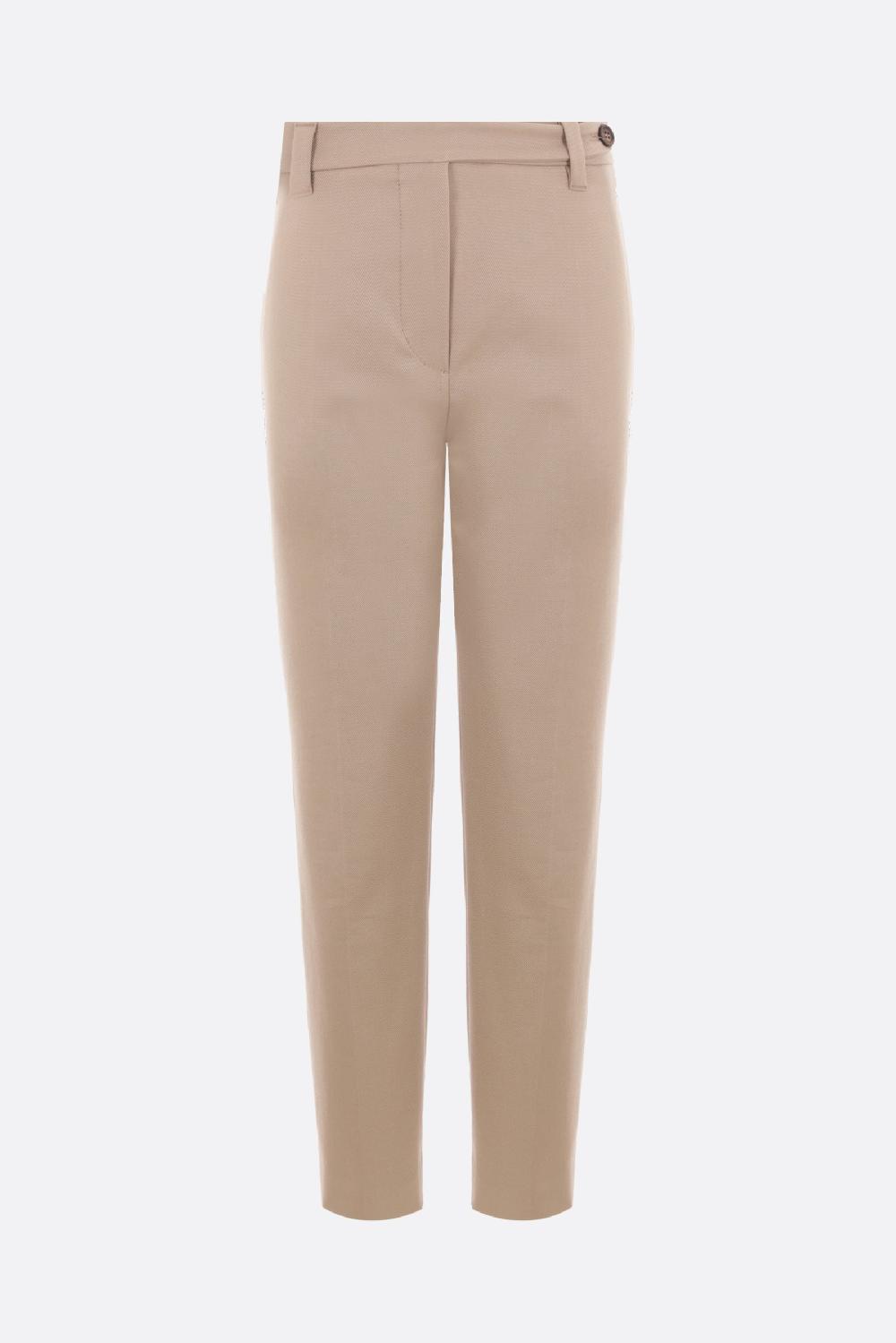 BRUNELLO CUCINELLI Pantalone Sigaretta In Cotone Stretch Con Monili