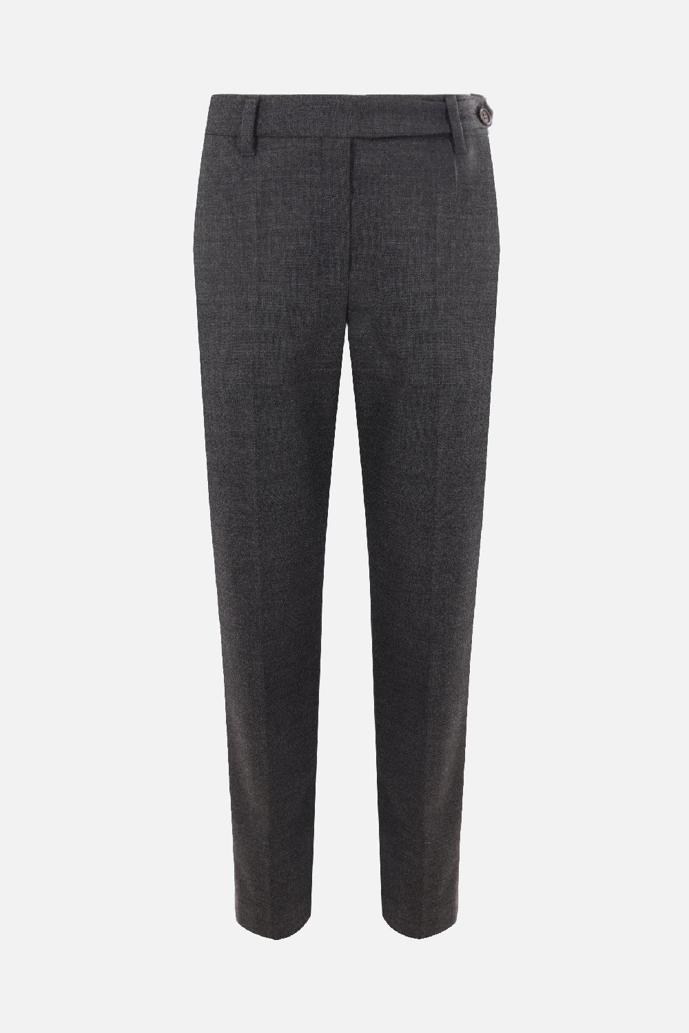 BRUNELLO CUCINELLI pantalone sigaretta in lana con monile