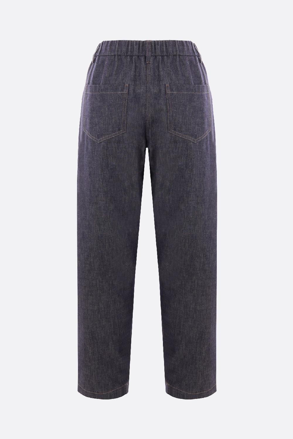 BRUNELLO CUCINELLI Pantalone Track In Denim Con Shiny Tab