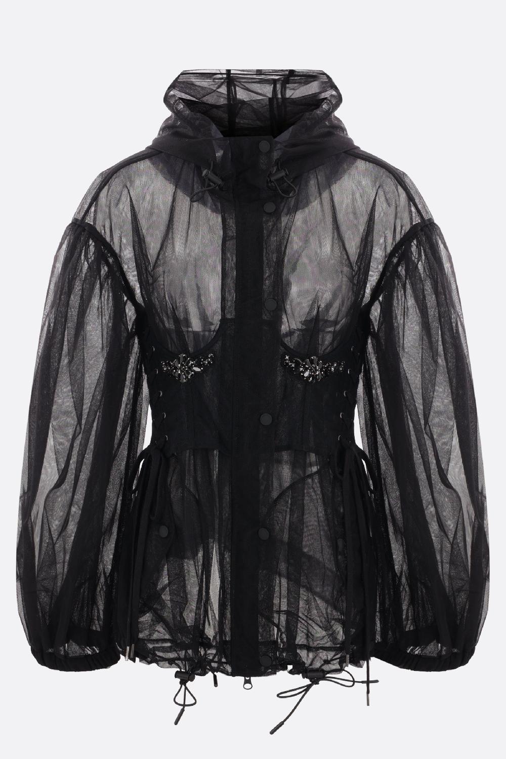 SIMONE ROCHA Parka In Tulle Trasparente Con Corsetto