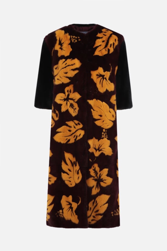 PRADA pelliccia in visone con intarsio fiori e foglie