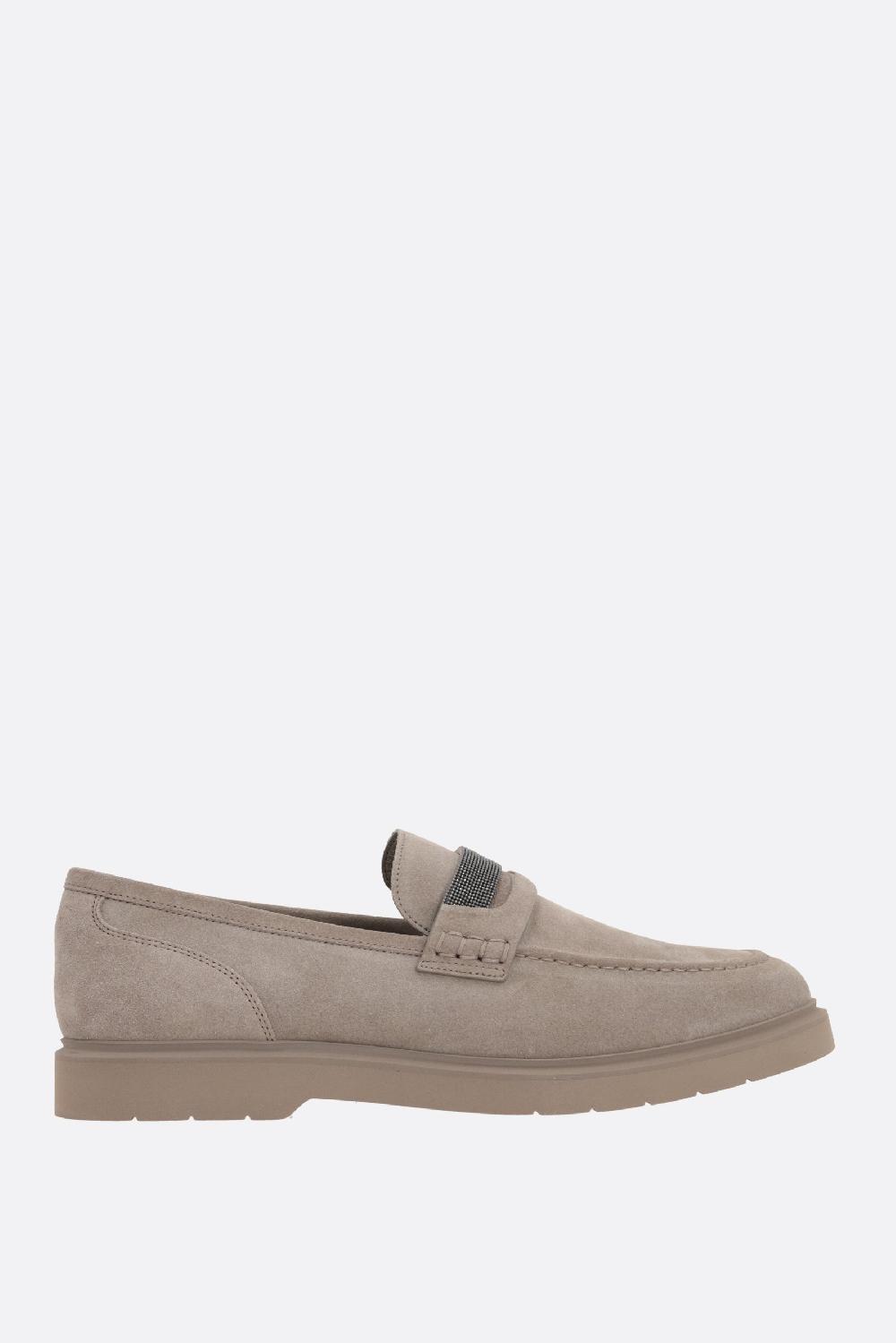 BRUNELLO CUCINELLI penny loafer in suede con monile