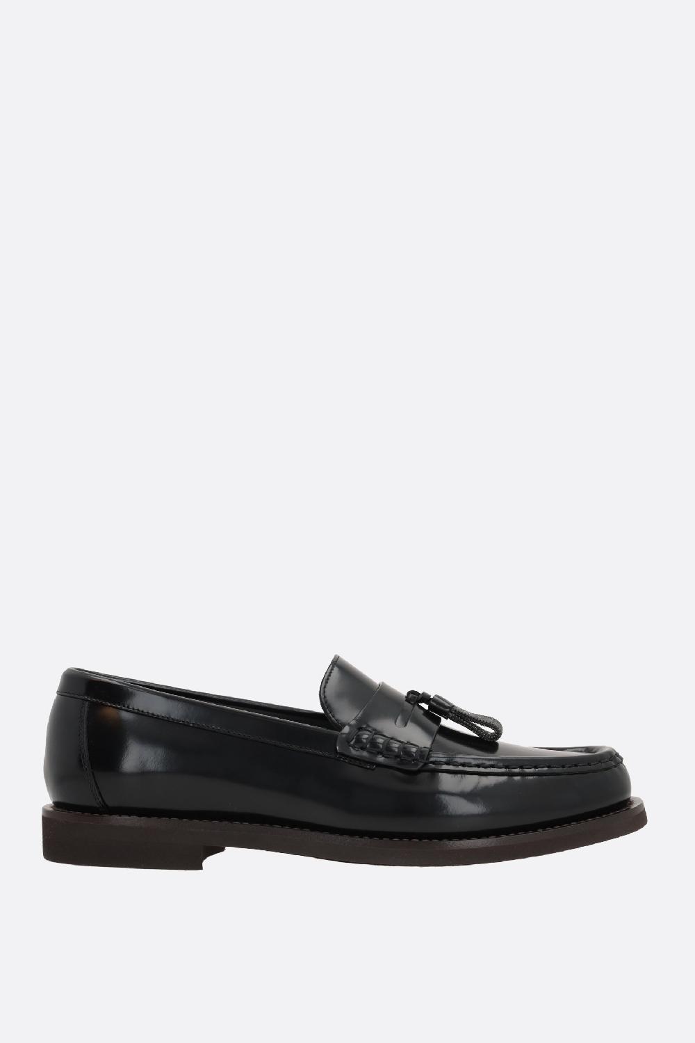 BRUNELLO CUCINELLI penny loafer in vitello spazzolato con Shiny Tassels