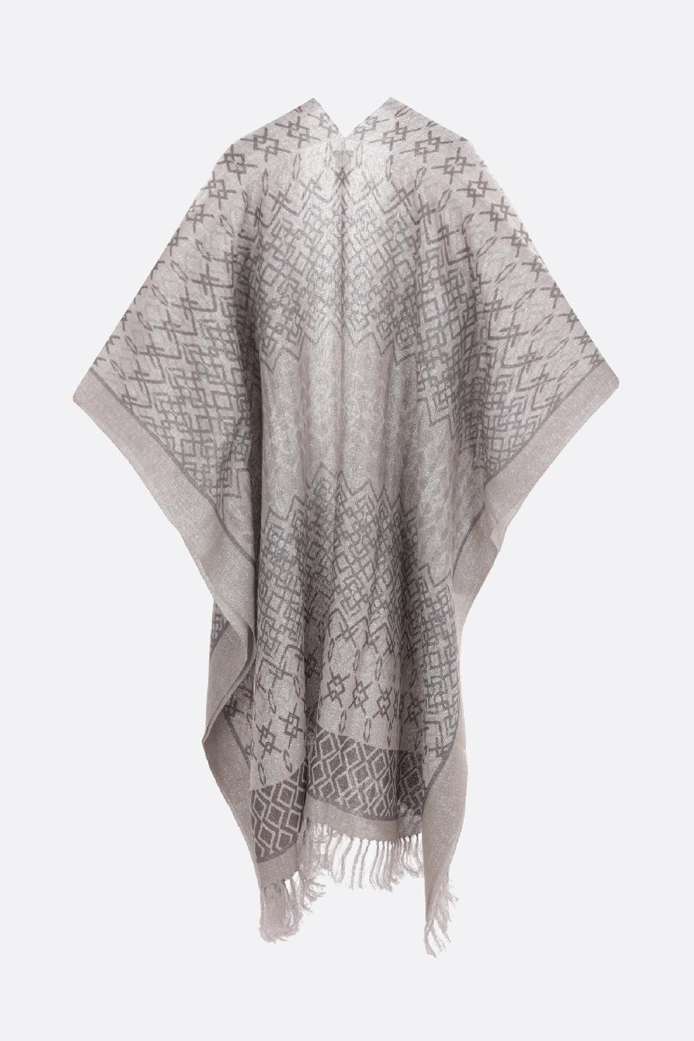 BRUNELLO CUCINELLI Poncho In Lino E Lurex Stampa Geometrica