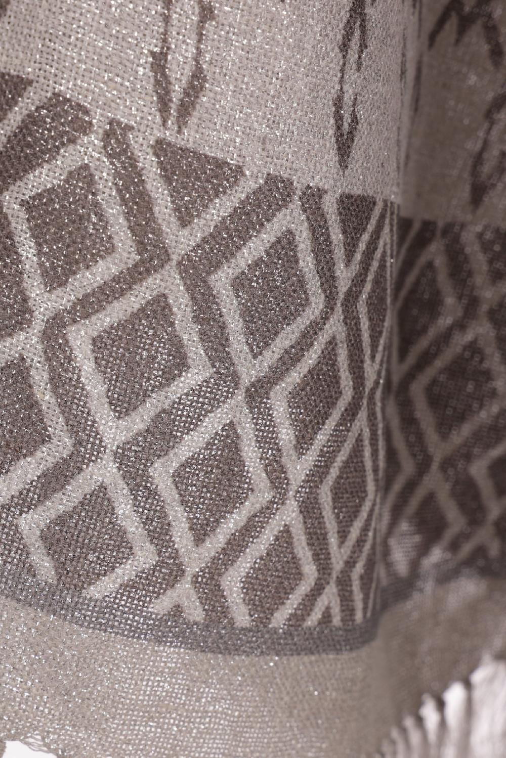 BRUNELLO CUCINELLI Poncho In Lino E Lurex Stampa Geometrica