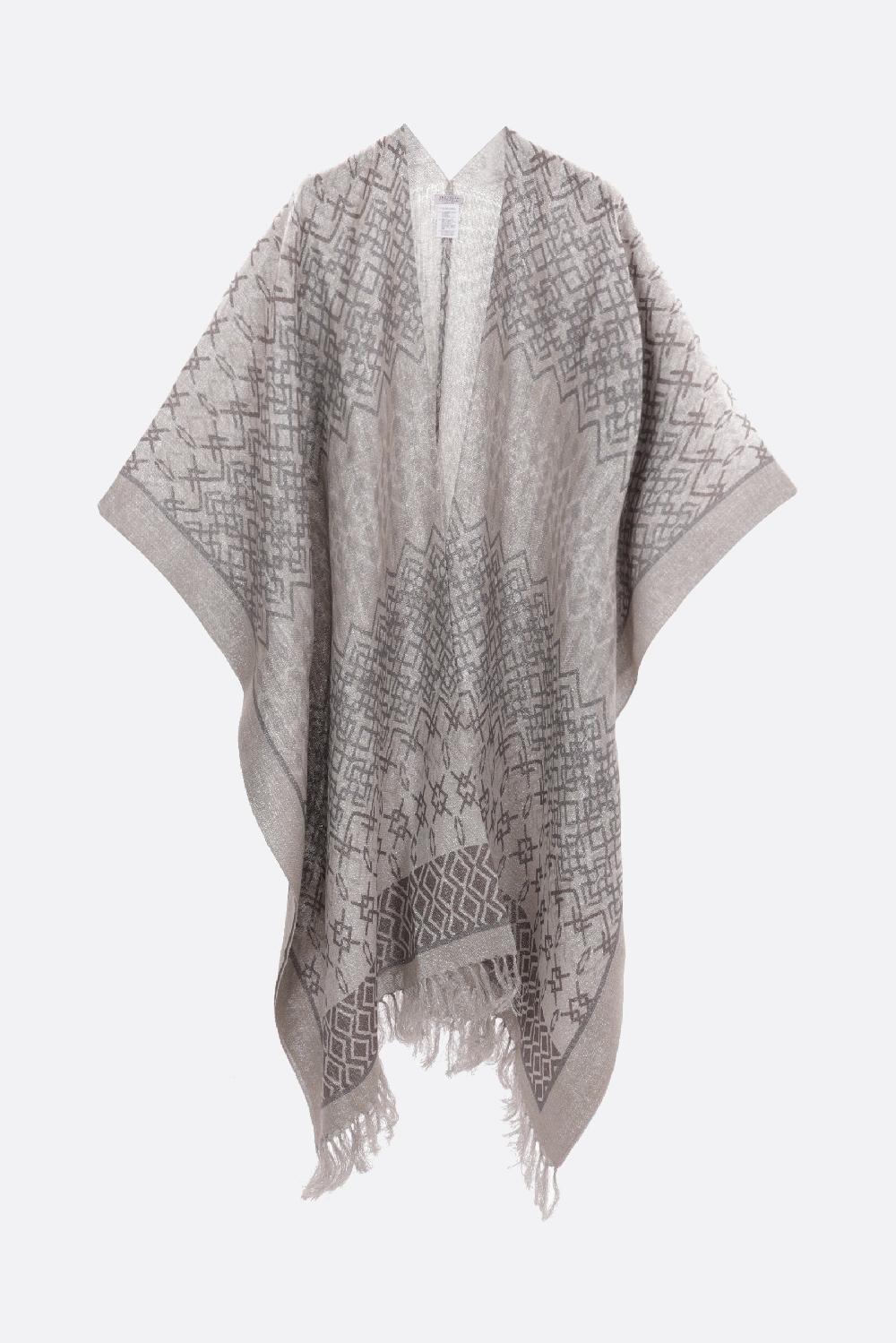 BRUNELLO CUCINELLI poncho in lino e lurex stampa geometrica