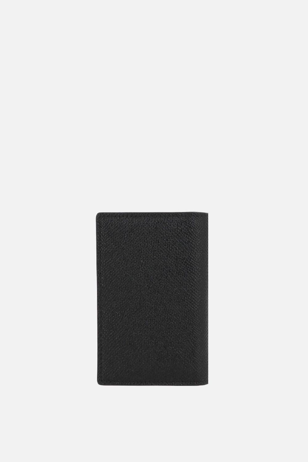 DOLCE & GABBANA Porta Carte A Libro In Pelle Dauphine Con Placca Logo