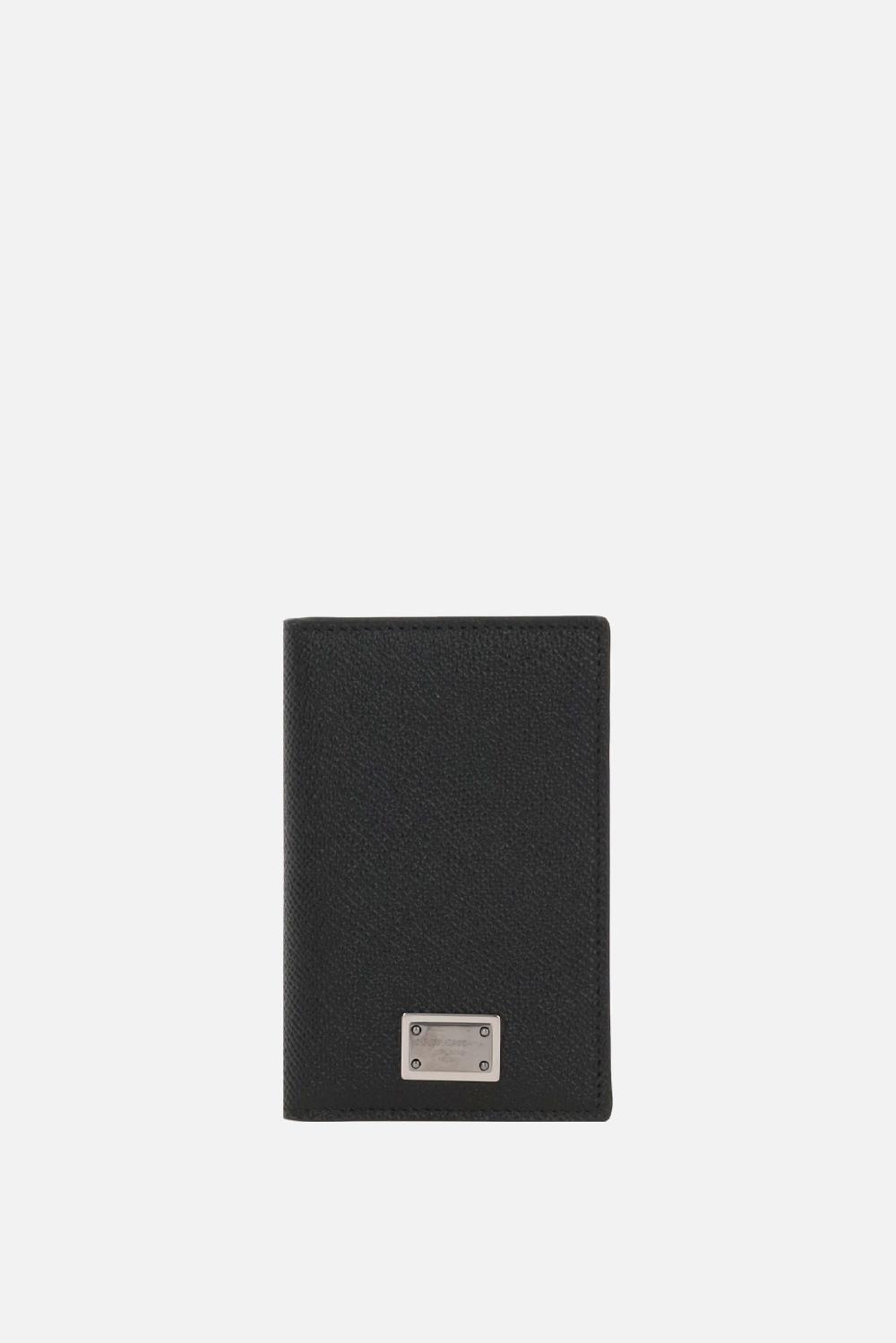 DOLCE & GABBANA porta carte a libro in pelle Dauphine con placca logo