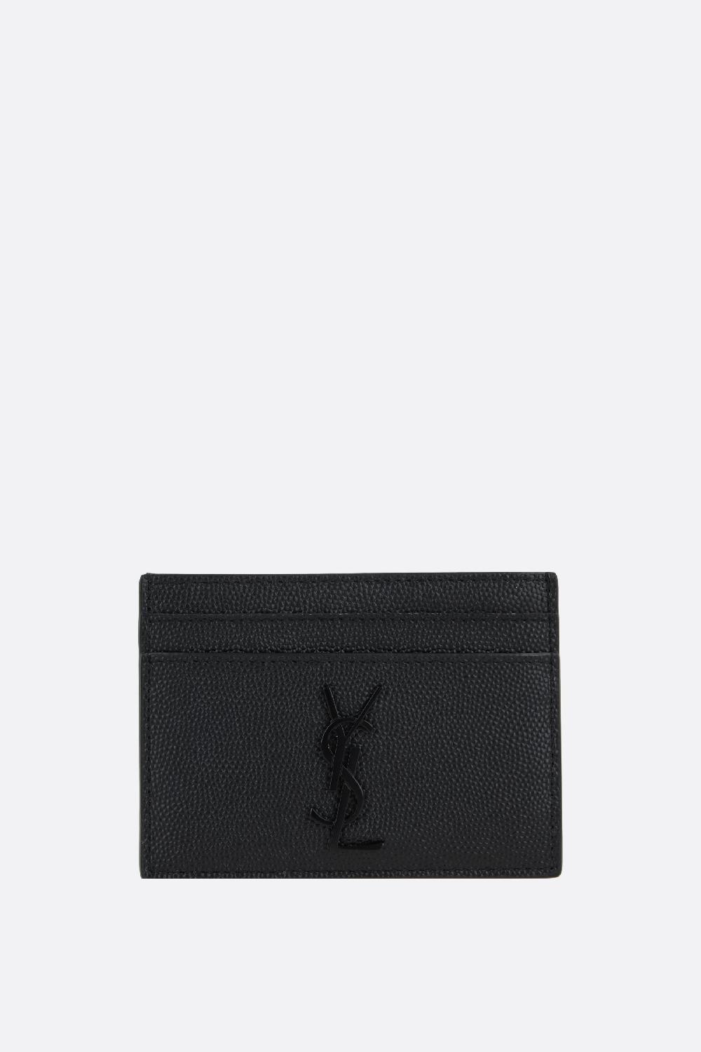 SAINT LAURENT porta carte Cassandre in pelle Grain de Poudre