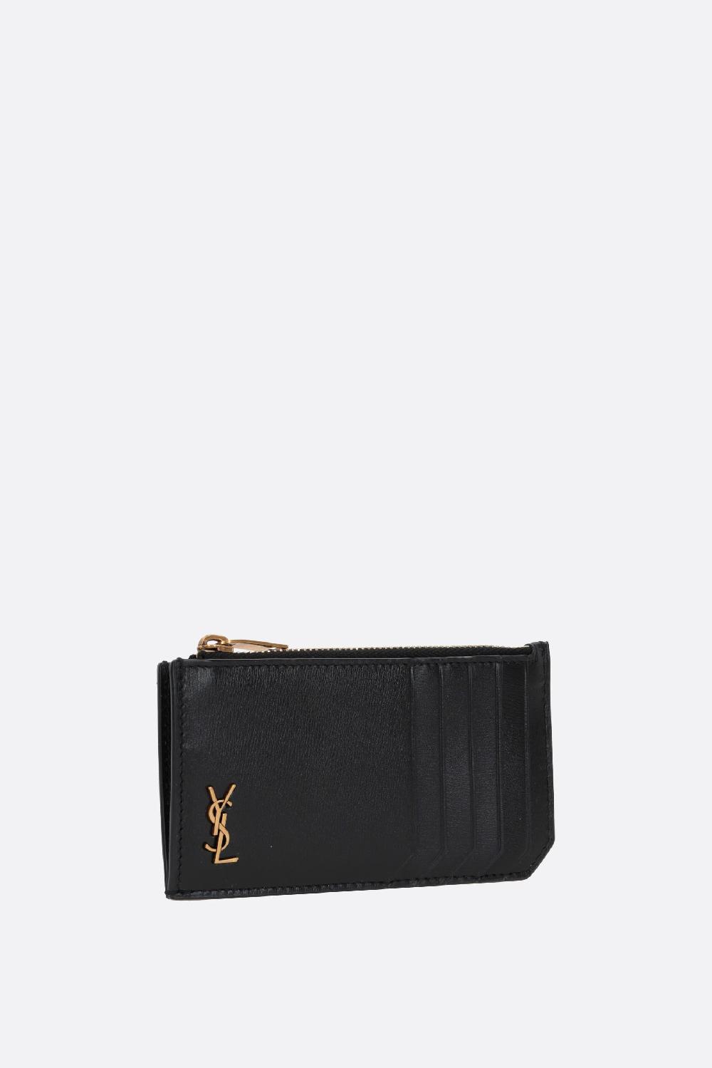 SAINT LAURENT Porta Carte Con Zip Cassandre Fragments In Pelle Lucida