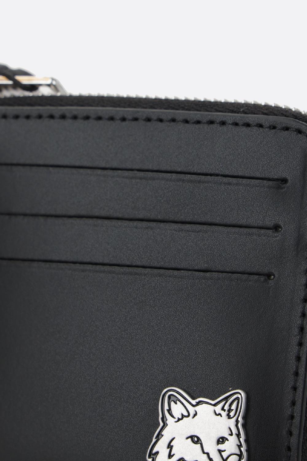 MAISON KITSUNÉ Porta Carte Con Zip Fox Head In Pelle Liscia