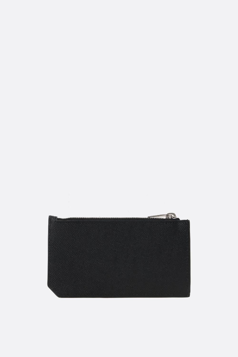 SAINT LAURENT Porta Carte Con Zip Fragments In Pelle Grain De Poudre